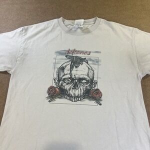 Vintage Deftones Shirt Large Gray USA Made Skull Skeleton Grunge Emo Punk Band